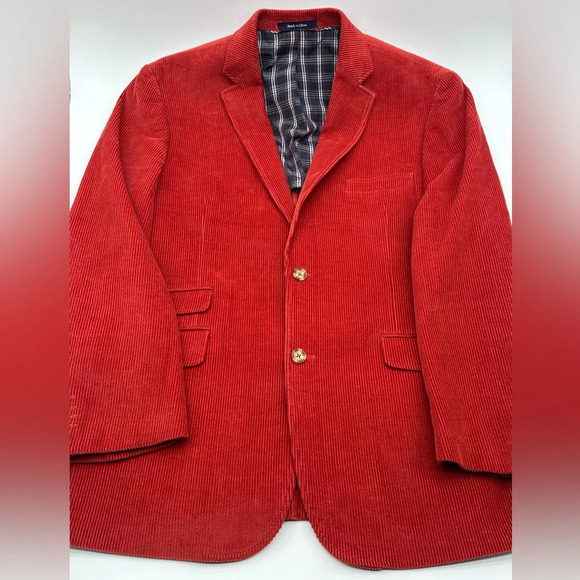 Alan Flusser Corduroy Blazer Rust Orange 44R Academia Professor Preppy Work - Picture 1 of 14